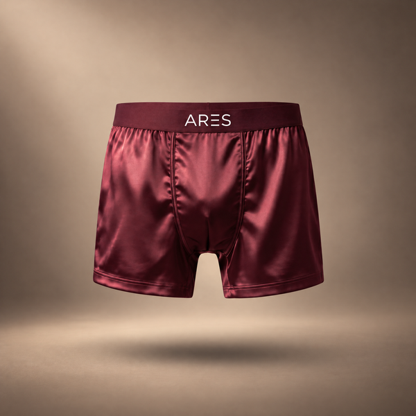 Boxers en soie ARES | Confort toute la journée (Édition bordeaux)